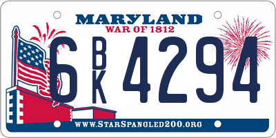 MD license plate 6BK4294