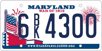 MD license plate 6BK4300