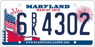 MD license plate 6BK4302