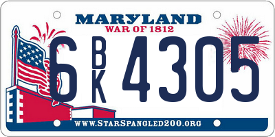 MD license plate 6BK4305