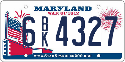 MD license plate 6BK4327