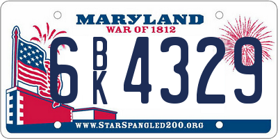 MD license plate 6BK4329
