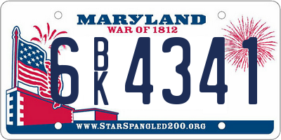 MD license plate 6BK4341