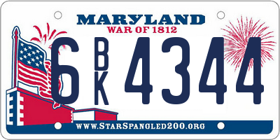 MD license plate 6BK4344