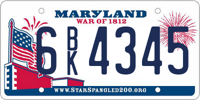 MD license plate 6BK4345