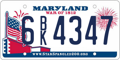 MD license plate 6BK4347