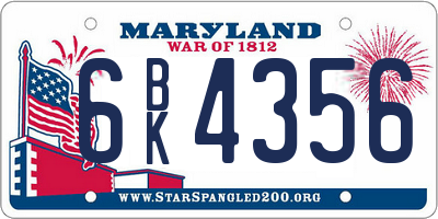 MD license plate 6BK4356