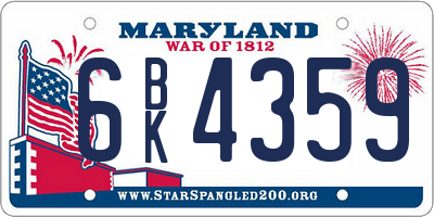 MD license plate 6BK4359