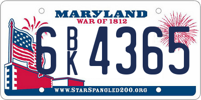 MD license plate 6BK4365