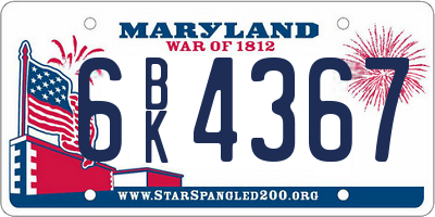 MD license plate 6BK4367