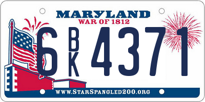 MD license plate 6BK4371