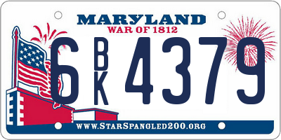 MD license plate 6BK4379