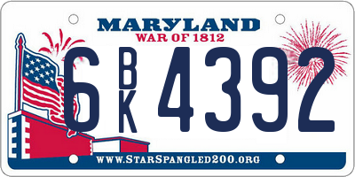 MD license plate 6BK4392