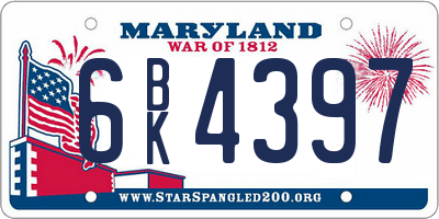 MD license plate 6BK4397