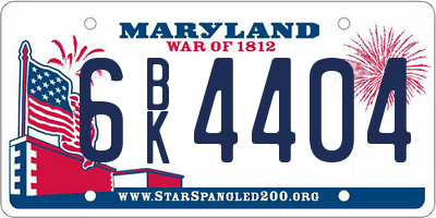 MD license plate 6BK4404