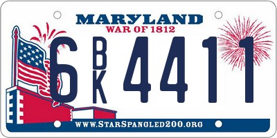 MD license plate 6BK4411