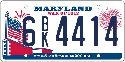 MD license plate 6BK4414