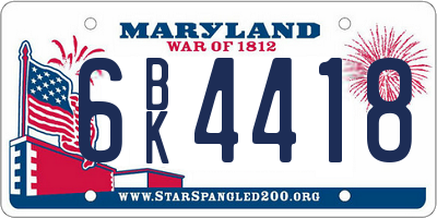 MD license plate 6BK4418