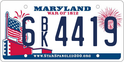 MD license plate 6BK4419