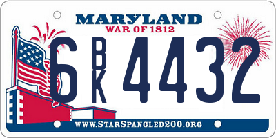 MD license plate 6BK4432