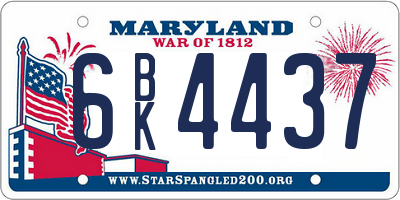 MD license plate 6BK4437