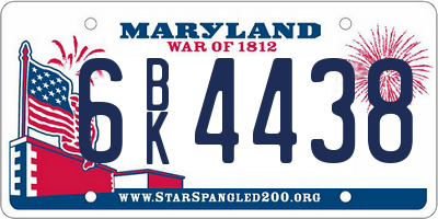 MD license plate 6BK4438