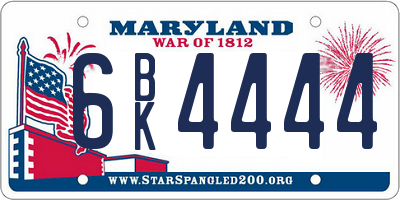 MD license plate 6BK4444