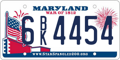 MD license plate 6BK4454