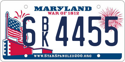 MD license plate 6BK4455