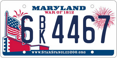 MD license plate 6BK4467
