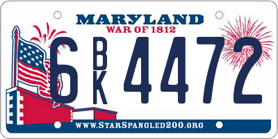 MD license plate 6BK4472