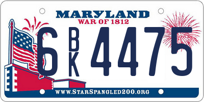 MD license plate 6BK4475
