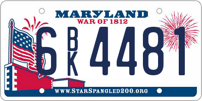MD license plate 6BK4481