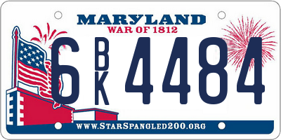MD license plate 6BK4484