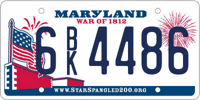 MD license plate 6BK4486