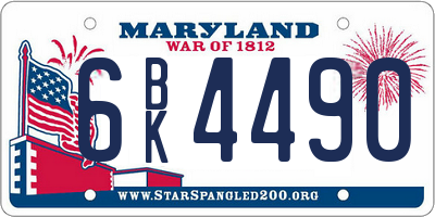 MD license plate 6BK4490