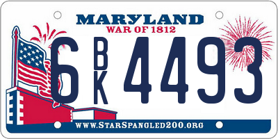MD license plate 6BK4493