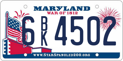 MD license plate 6BK4502