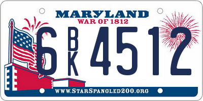 MD license plate 6BK4512