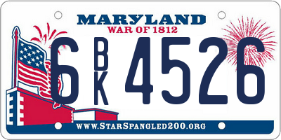MD license plate 6BK4526