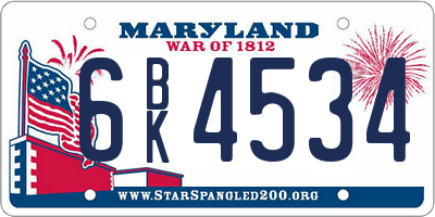 MD license plate 6BK4534