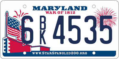 MD license plate 6BK4535