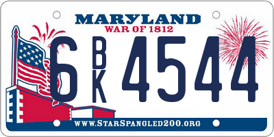 MD license plate 6BK4544