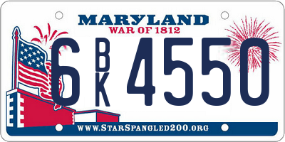 MD license plate 6BK4550