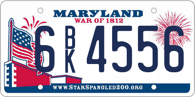 MD license plate 6BK4556
