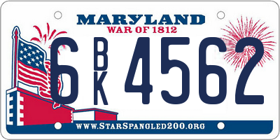 MD license plate 6BK4562