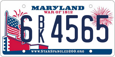 MD license plate 6BK4565