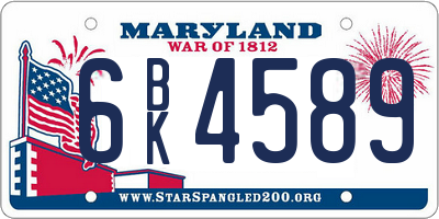 MD license plate 6BK4589