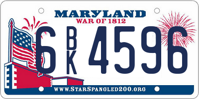 MD license plate 6BK4596