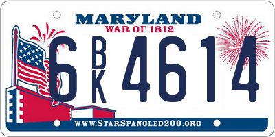 MD license plate 6BK4614